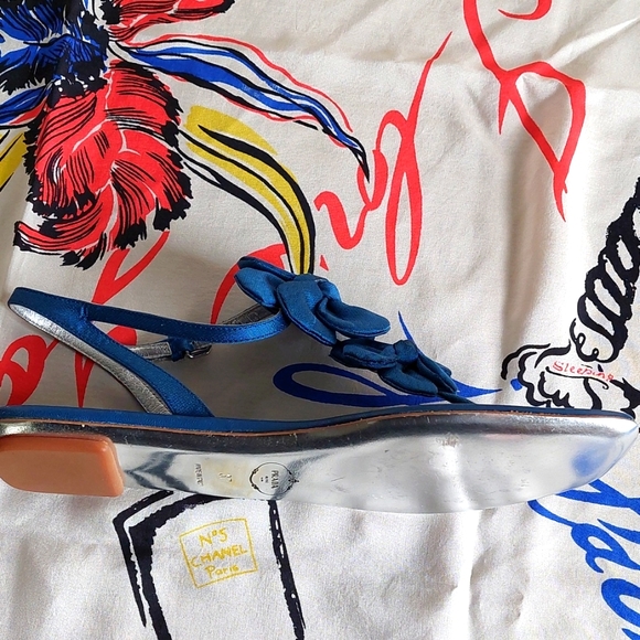 NWOT Prada silk and leather sandals, blue 6.5 M - Picture 6 of 10